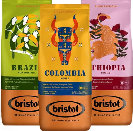 Bristot single origin koffiebonen proefpakket - 3 x 225 gram