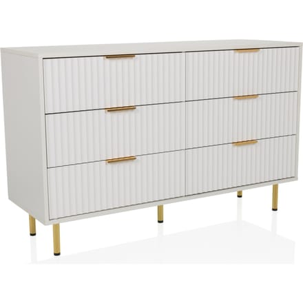 Sideboard / commode HJELLE 120 x 40 x 76 cm 6 schuiflades wit hjh LIVING