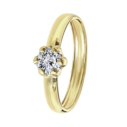 Lucardi Dames Ring met zirkonia - Ring - Cadeau - 9 Karaat - Geelgoud