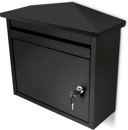 Afsluitbare wandbrievenbus - ijzer - 37 x 41 x 16 cm - zwart