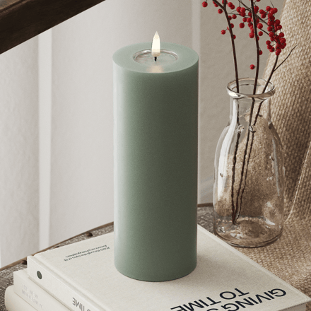 Deluxe Homeart - Led Kaars Salie Groen 7,5 x 20 cm