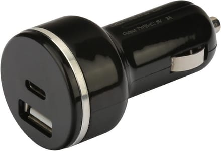 NÖRDIC CARC-N1008 Snelle Autolader, USB Quick Charger 3.0, USB-C Power Delivery 18 W, zwart