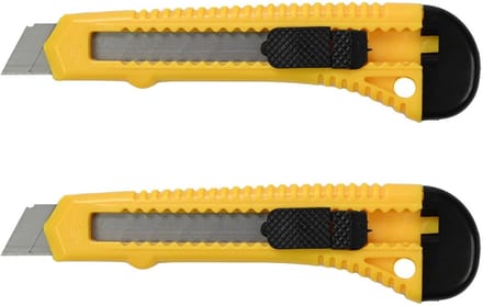 Benson Afbreekmes - 2x - werkmes - snijmes - 18 mm - staal - geel