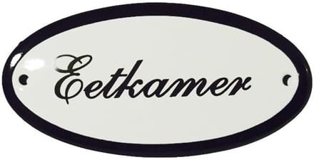 Emaille deurbord 'Eetkamer' ovaal