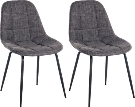 CLP Tom Set van 2 Eetkamerstoelen - Zonder armleuning - Fauteuil - licht grijs Stof
