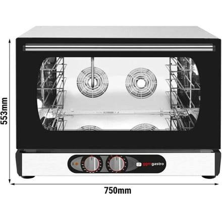 GGM Gastro Heißluftofen KOMPAKT mit Dampffunktion - Manuell - 4x GN 1/1 oder EN 600x400 Zilver / Zwart
