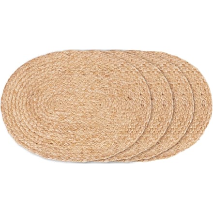 House Nordic Bombay Placemat - Placemat van gevlochten jute, natuurlijk, ovaal, 35x45 cm, set van 4