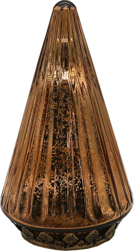 Clayre & Eef Kerstdecoratie met LED-verlichting Kerstboom Ø 11x19 cm Koperkleurig Glas