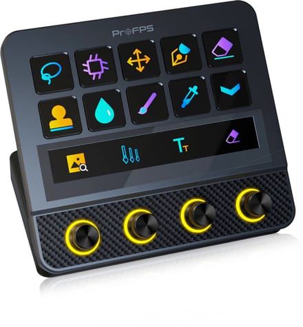 ProFPS Nexus Pro Stream Deck - 10 LCD-toetsen - Touch Bar - 4 Draairegelaars - USB Hub