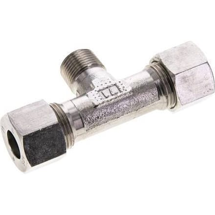 12S & R3/8'' RVS T-stuk Snijringkoppeling Buitendraad 630bar ISO 8434-1