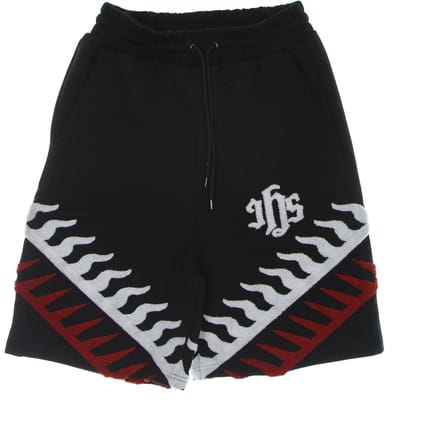 Korte heren trainingsbroek Sponge Graphic Flames Basket Pants Zwart