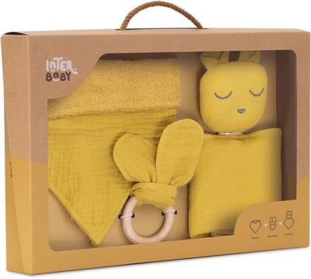 Baby - Geschenkset - Doudou - bijtring - zeverslab - geboorte - kraamcadeau - feestdagen