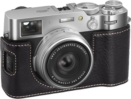 Leren camera half case voor Fujifilm X100VI digitale camera - Bescherming, stijl en functionaliteit in zwart