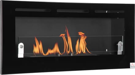 Bio-ethanol Wandhaard - Inbouw Sfeerhaard - 2,8L Brander - 102x16x43 cm - Zwart