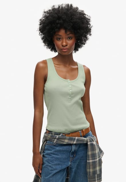 Superdry - Athletic Essentials hemdtopje met knopen - Dames - Vesten