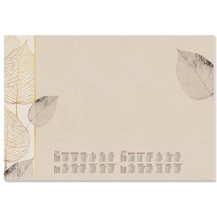 Sigel schrijfblok, bladmotief, bruin/wit/zwart, kalender 2026/2027, DE/EN/FR/NL, ca. A2, 30 vel