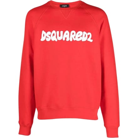 Dsquared2 Cool Fit Sketch Logo Rode Trui Met Ronde Hals