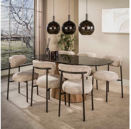 Eettafel Tinto Centro Deens ovaal 215x105 cm - Brons glas