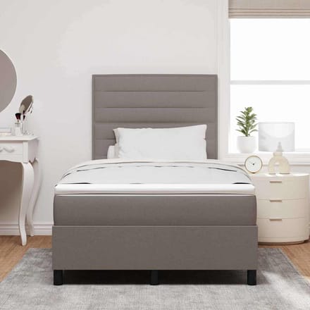 vidaXL - Boxspring - bed - met - hoofdeinde - Taupe - 120 - x - 190 - cm - Stof