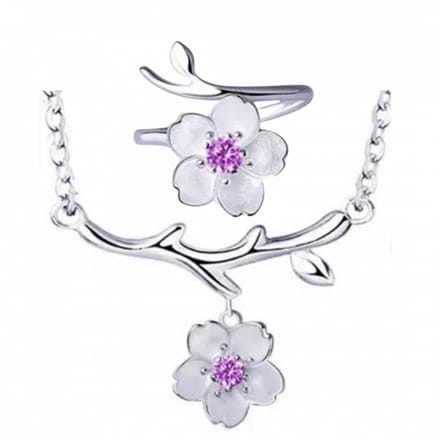 2-Delig-Zilver-Ilse-Ketting-Ring-Paars- Charme Bijoux