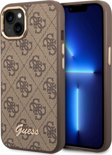Guess Apple iPhone 14 Plus Back Cover Telefoonhoesje - Beschermende Polycarbonaat/PU-hoes - Bruin