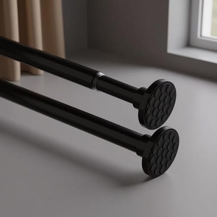 Uitschuifbare spanstang voor gordijnen, 85-155 cm, zwart, extra dik 32 mm, zonder boren