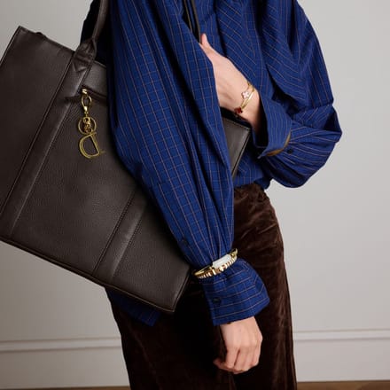 Manfield - 18 inch donkerbruine leren shopper