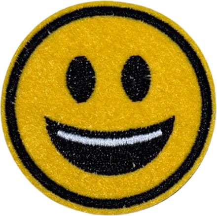 Emoji Smiley Lach Smile Happy Strijk Embleem Patch 6.2 cm / 6.2 cm / Zwart Wit Geel