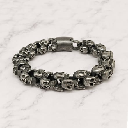 Mei's - Muse The Skulls - armband heren - RVS grijs - polsmaat 19,5 cm