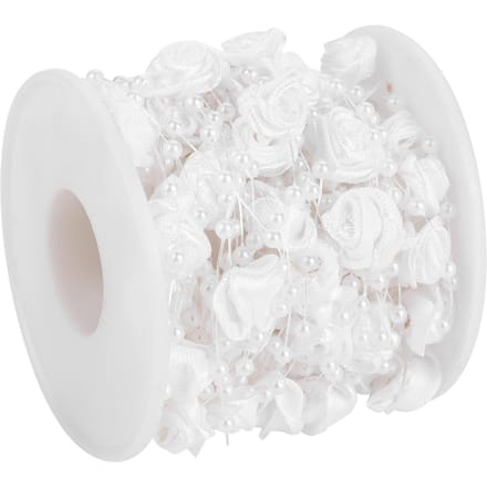 10m rol Roos Kunstparel Draad Kralen Slinger String DIY Bruiloftsdecoratie(roze) wit