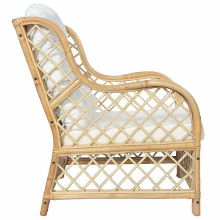 Vidaxl Fauteuil Met Kussen, Natuurlijk Rotan En Linnen