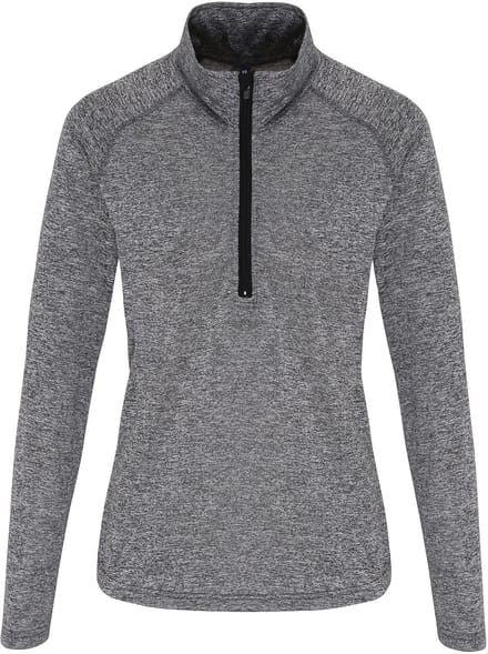 TriDri Women´s Long Sleeve Performance ¼ Zip TR120 - Black Melange/Black - S