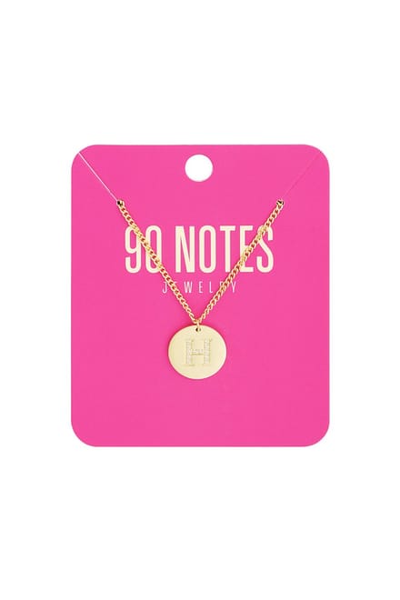 90 NOTES - Initial Strass Ketting - Letter H - goudkleurig