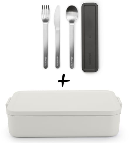 Brabantia Make & Take Set - Bento Lunchbox + Bestekset 3-delig - Dark/Light Grey