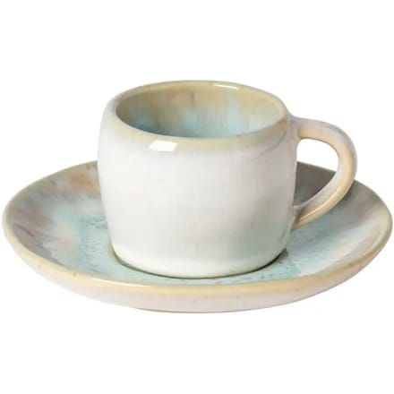 Costa Nova - Eivissa - espresso kop en schotel - sand beige - set van 6 - 4.8 cm hoog
