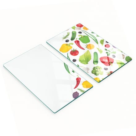 Decoratieve glazen snijplanken met groenteafbeeldingen, 2x30x52 cm