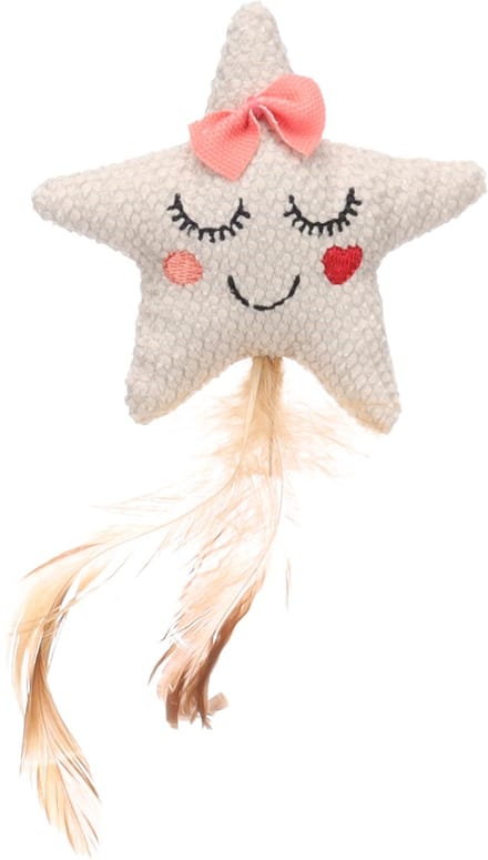Flamingo - speelgoed voor de kat - sterretje met veertjes - textiel - kattenspeelgoed