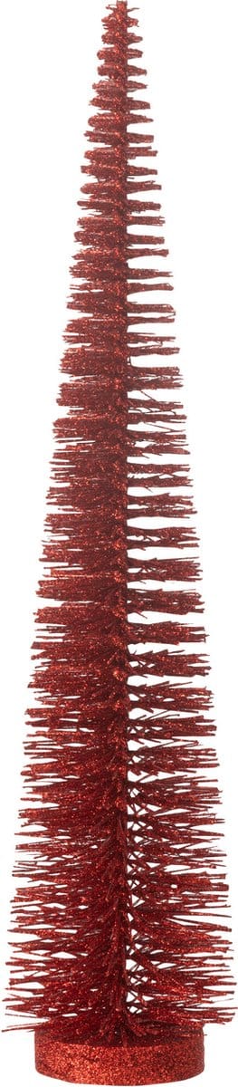 J-Line decoratie Kerstboom Glitter - kunststof - rood - medium