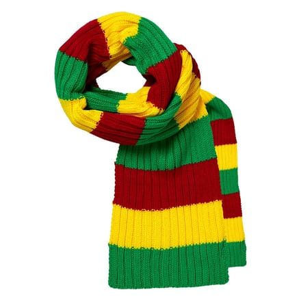 Feest kindersjaal 2 x 2 rib - 110 CM / Rood/geel/groen