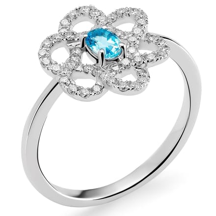 Orphelia RD-3212/60 - Ring - 18 Karaat Witgoud - Diamant 0.24 ct / Topaas 0.15 ct