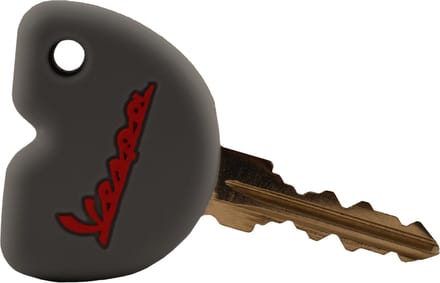 Rubber Sleutelhoesje Vespa Scooter Grijs met Rode letters