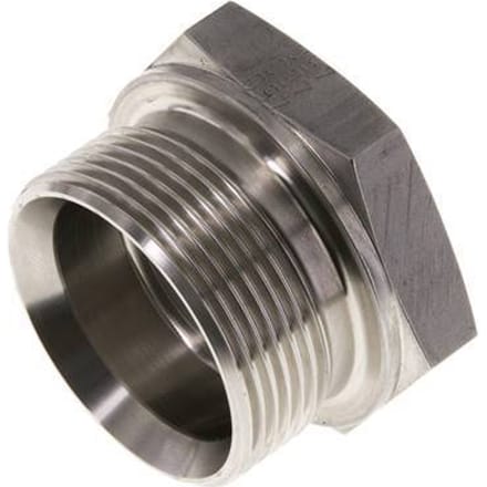 Plug G1 1/2'' RVS met buitenzeskant 60° conus 125 bar (1756.25psi) Hydrauliek