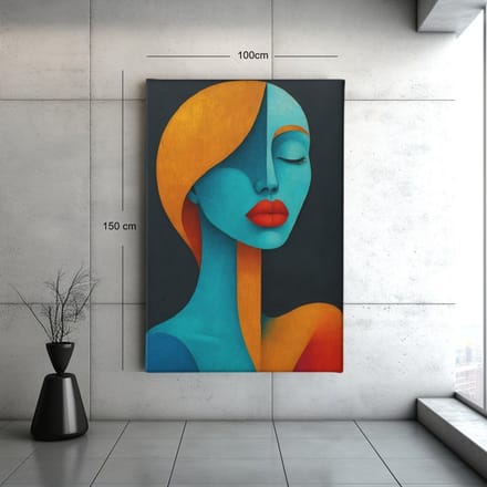 Canvas Schilderij - Vrouw - Abstract Portret - Kunst - 60x40x2 cm