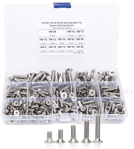 Dailygoods - Set van 260 Roestvrijstalen Verzonken Kopschroeven
