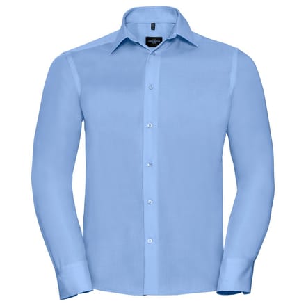 Russell Collection Heren Ultimate Getailleerd Overhemd met Lange Mouwen (Heldere lucht)