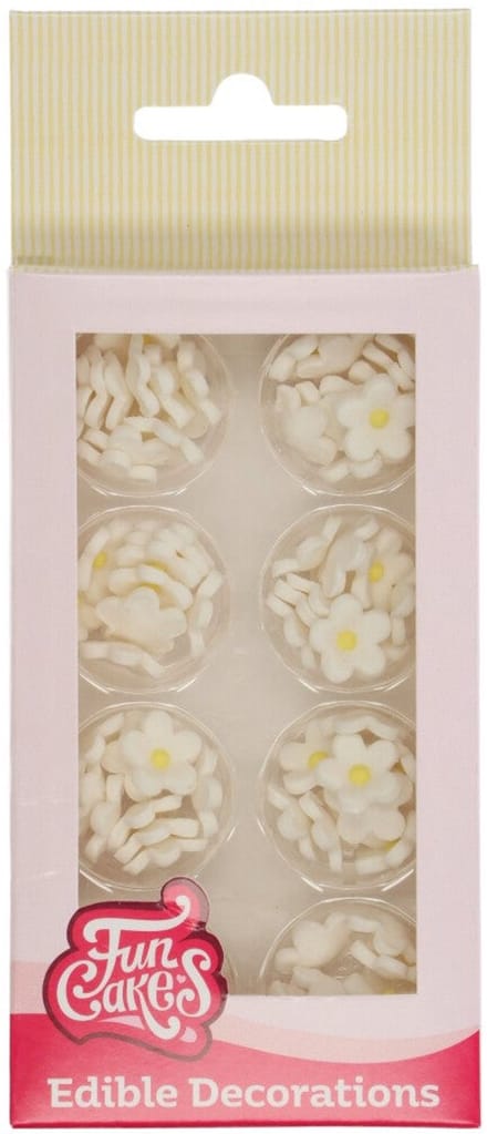FunCakes Suikerdecoraties - Witte Bloesem - 64 Stuks - Eetbare Taartdecoratie