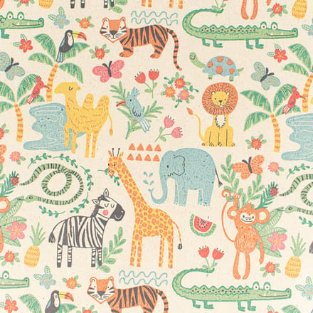 Inpakpapier - 30 cm x 100 meter - bruin met dieren - graspapier