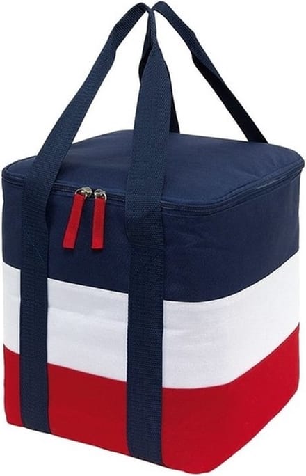 Koeltas - 17 liter - blauw-rood-wit - met hengels - 25x25x28 cm - polyester