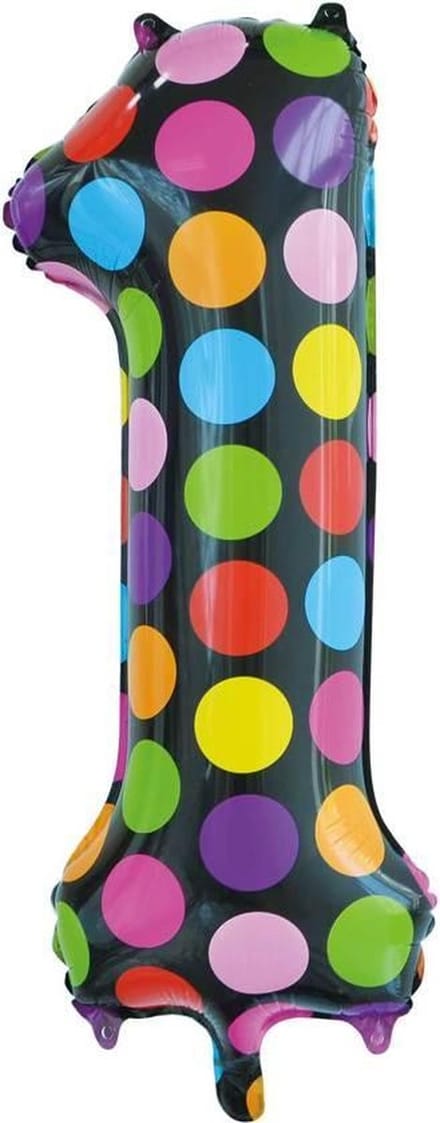 Folie Ballon Cijfer 1 Stippen XL 86cm