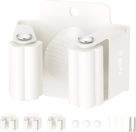 BOTC Bezemhouder - 4 stuks - Schroefboren - RVS - Tuingereedschap Ophangsysteem - Wit